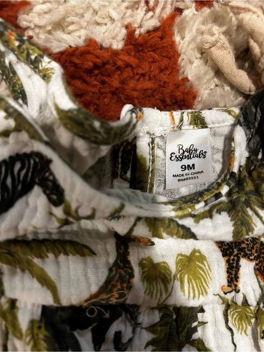 Baby Essentials Kids Jungle Animal Romper in White & Green